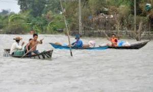 Khu dân cư bị cô lập một tuần trong lũ